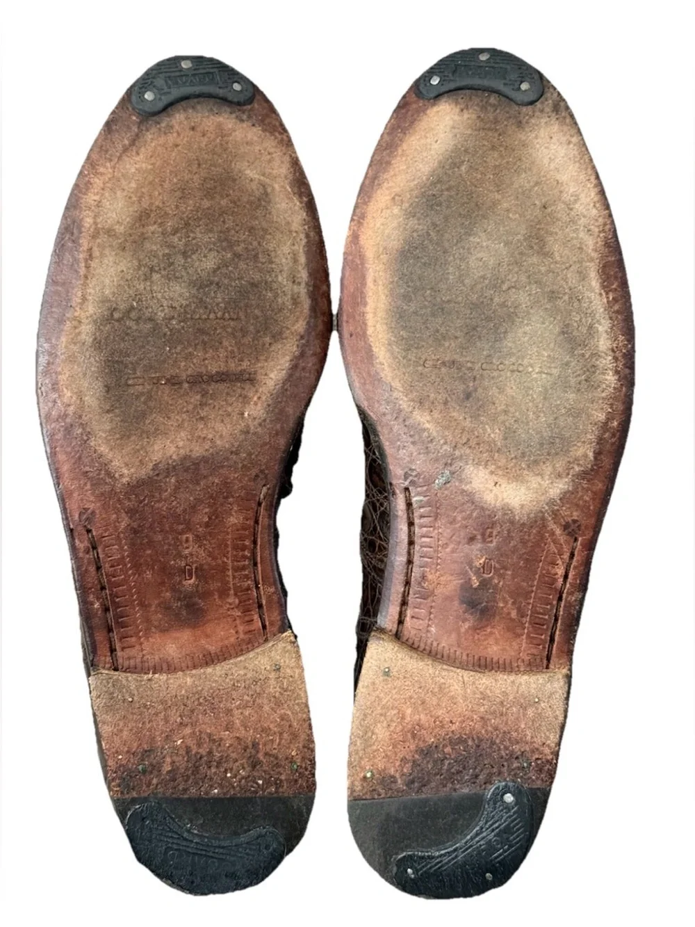 Vintage Cole Haan Genuine Crocodile Oxfords 9 D Brown Dress Shoes Italy